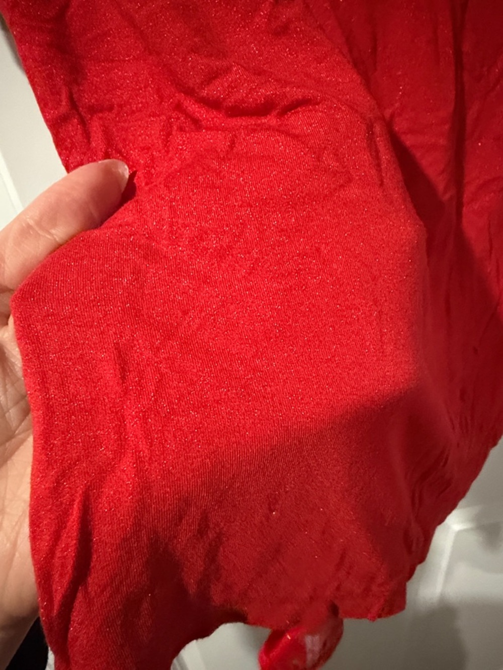 Women's V-Neck Short Sleeve Tee in Red - Picture 5 of 5